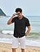 COOFANDY Mens Casual Dress Shirt Short Sleeve Button Up Linen Shirt Summer Clothes Black