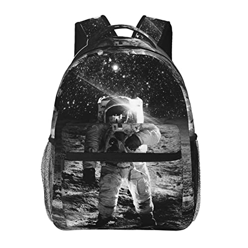 Sac d'école astronaute noir grand format avec prise USB pour voyage