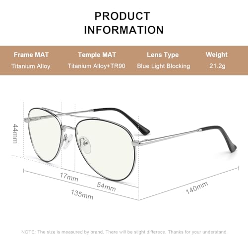 Image of Aviator Reading Glasses for men and Women Blue Light Blocking Lens Spring Temple
