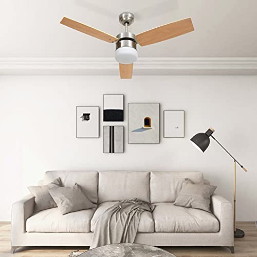 Somanki Ventilador de Techo con luz con Mando marrón Claro 108 cm, PlafonTecho, Lampara Salon Techo, Plafones para Techo, Lampara Habitacion Techo