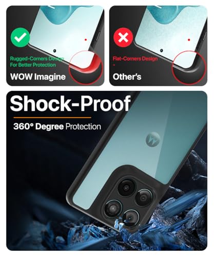 Image of WOW IMAGINE Shockproof Hybrid Back Cover for Motorola Moto Edge 60 Fusion | Hard Slim fit Back Case | PC & TPU | Clear Transparent Case - Black
