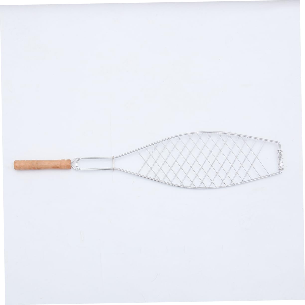 Clip de Parrilla para Pescado 4 Piezas de Hierro Mango de Madera | Antiadherente, Reduce que Caiga entre Rejillas, Uso Exterior para Bbq y Camping