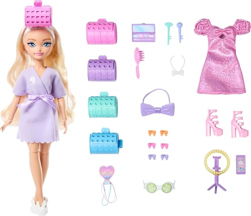 Barbie Dream GET Ready Malibu” Fashion Doll with Stylized Hair, Including Surprise Hair Accessories & 15+ Looks