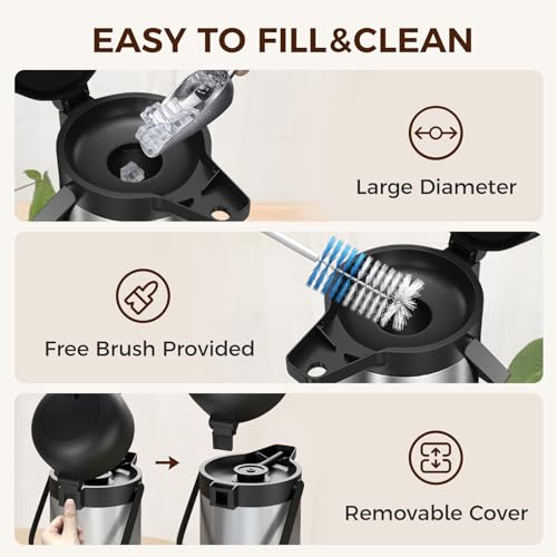 Image of Coffee Carafe for Keeping Hot - Gezoss 102OZ / 3L Airpot Coffee Dispenser with Pump - Large Coffee Carafe for Hot Drinks Tea Liquid - Insulated Stainless Steel Hot Water Beverage Urn for Parties