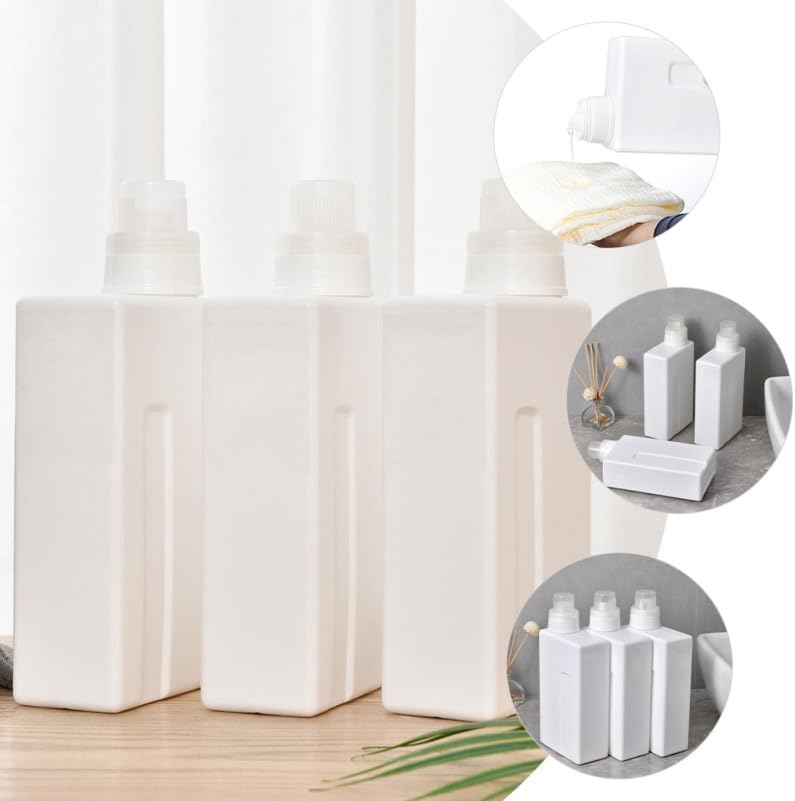 2-Pack Refillable Laundry Detergent Bottles Leak-Proof White Pe Containers 9.84X4.48X2.20In Lightweight Portable for Home and Travel Use
