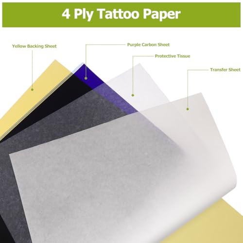 Image of Healeved 1set Tattoo Transfer Gel Cream Kit with Transfer Papers Complete Tattoo Supplies for Beginners Antiperspirant for Stencil Transfers Temporary Tattoo Accessories