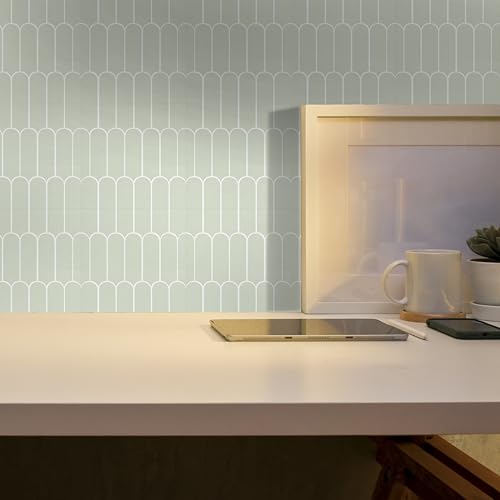 Miniatura 4 de Alwayspon Adhesivo Para Azulejos, 10 Unidades De 20 Cm, Color Verde Salvia, Autoadhesivo, Para Transferencia En Baño, Cocina, Salpicaduras, Despegar Y Pegar
