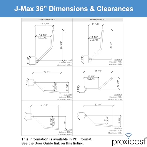 Proxicast Pro-Grade J-Max 100% Solid Stainless Steel Antenna Mount - Universal Outdoor Adjustable Pivot/Lock Bracket & J-Pipe Mast (1.5\" x 36\" Pole) for Wall, Eave or Roof Mounting (ANT-800-JP3-XL)