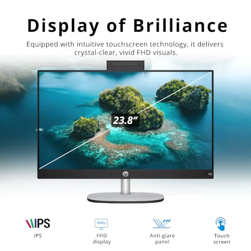 Image of HP 23.8 inch FHD Touchscreen All-in-One Desktop AI PC, AMD Ryzen AI 5 340, 16GB DDR5, 2TB Storage (1TB SSD+1TB Docking Station), FHD IR Camera, Wi-Fi 6, Wireless Keyboard & Mouse, Win11 Pro, Black