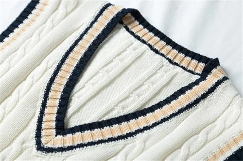 Men Sweater Vest Thicken V-Neck Sleeveless Knitted Sweaters Vests Striped Preppy-Style Chic Loose2