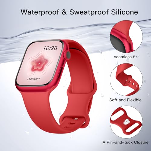 Image of Sport Silicone Band Compatible with Apple Watch Bands 40mm 38mm 41mm 44mm 45mm 42mm 49mm Women Men,Soft Wristband Waterproof Replacement Sport Strap for iWatch Bands Series 9 8 7 6 5 4 3 2 1 SE Ultra