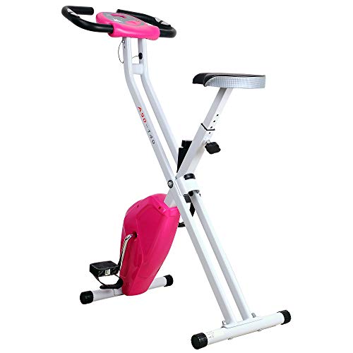Heimtrainer Ergometer Fitnessfahrrad mit LCD-Monitor klappbar höhenverstellbar Fitness Stahl Rosa110 x 83 x 43 cm