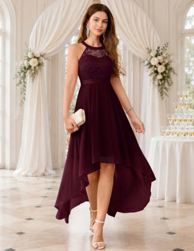 Image of Wedtrend Women's Semi Formal Dresses Halter Bridesmaid Dresses Wedding Guest Dress High Low Prom Dress