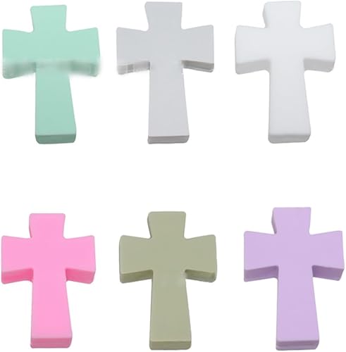 Miniatura 3 de 50 cuentas de silicona en forma de cruz, cuentas focales de silicona, cuentas religiosas cruzadas, cuentas espaciadoras de silicona sueltas, para