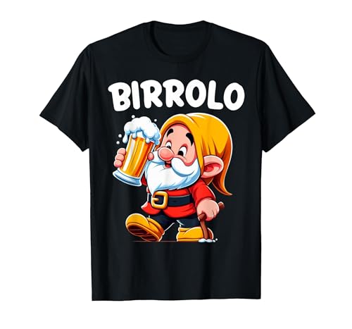 Birrolo Nano Divertente | Birra Divertente Simpatica Maglietta, Uomo, Nero, L