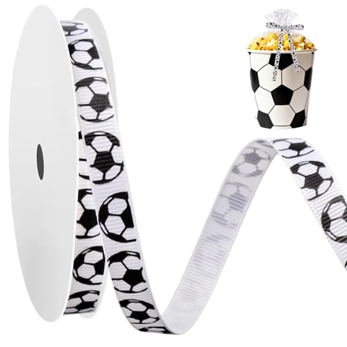 LLMSIX Soccer Ribbon 3/8 Inch Width Grosgrain Soccer Ribbons for Crafts Football Ribbons for Sports Party Decorations Wrapping Crafts DIY Hair Bows Supplies (D)