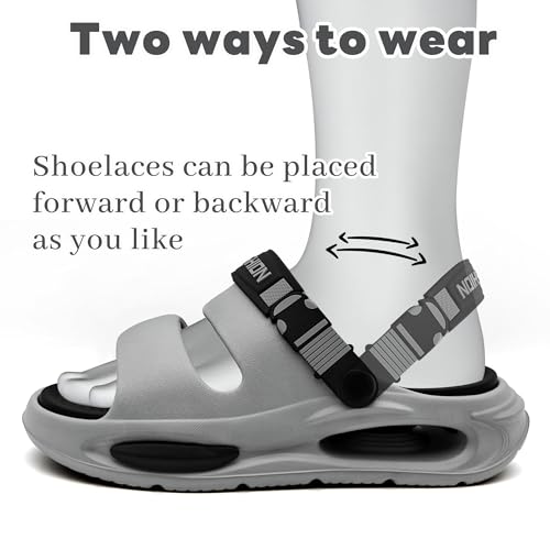 Image of Men's Slide Sandals Indoor and Outdoor, Casual Platform Slide Sandals for Men Spring Summer, Lightweight Comfortable Cushioned Open Toe Men's Slippers Shoes Gray 10