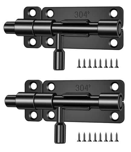 2 Piezas 304 Acier Inoxydable Pestillos Para Puertas, Cerrojo Puerta Exterior, Para Puertas De Interiores, Ventanas, Jardín, Baño, Plateado(Schwarz)