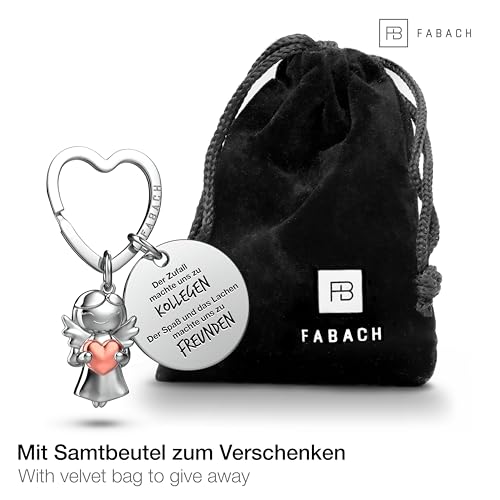 FABACH Beste Kollegin Schlüsselanhänger Schutzengel Glücksbringer mit Herz und Gravur - Abschied Kollege Abschiedsgeschenk - Geschenke Arbeitskollegin Geschenk für Kollegin mit Herz