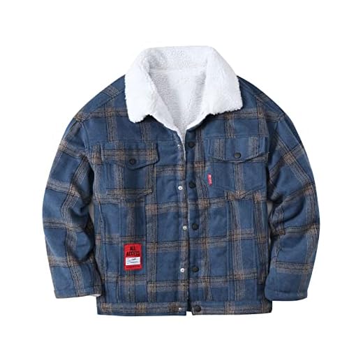 Herr sherpa fodrad flanellskjorta jacka långärmad rutig knapp upp skjorta jacka rutig termisk pläd flanellrockar, BLÅ, 3XL
