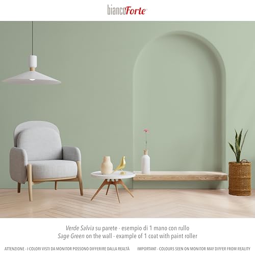 Bianco Forte - Salbeigrün - (250ml) - 2-in-1 Kreidefarbe & Versiegelung: Hochbeständige Farbe für Möbel, Schränke, Wände & Türen – Schnelltrocknend, Innen/Außen, Mattes Finish, Einfache Anwendung