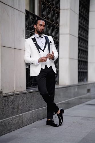 Mens Tuxedo Suits Slim Fit 3 Piece Formal Suit for Men Wedding Prom Suits with Tie4