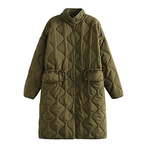 Manteau vintage manches longues veste d'hiver kaki pour femme chic chic