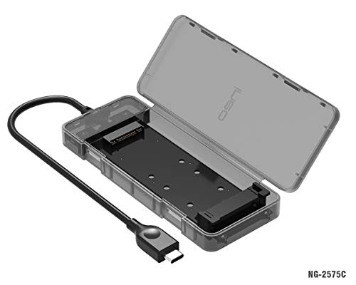 SATA M.2 SSD a USB 3.1 Gen2 Caja de Carcasa con USB Tipo C Cable, NG-2575C NGFF M2 SSD Adapter Case para Disco Duro, SATA Estuche Caddy Adaptador Convertidor para 2230/2242/2260/2280, Tool-Free