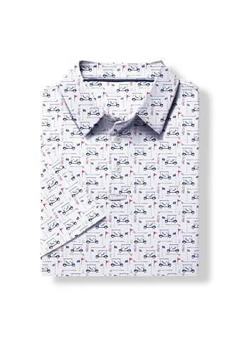 Image of ZITY Mens Golf Polo Shirts Short Sleeve UPF 50+ Performance Moisture Wicking Print Pattern Casual Collared Golf Shirt for Men