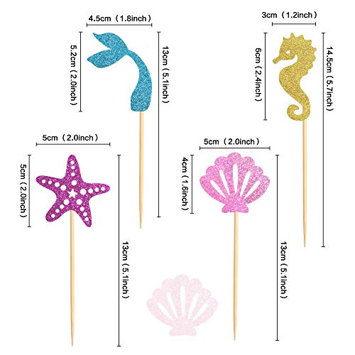 Keaziu 24 Pack Mermaid Cupcake Toppers Mermaid Birthday Cupcake Picks Party Decorations Supplies For Baby Shower, Under The Sea, Birthday Party #TOP5