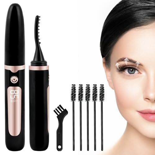 BUTBU Rizador de Pestañas Termico, Rizador de Pestañas Eléctrico Portátil de Maquillaje, con 4 Modos de Calentamiento, Recargable Por USB, con 5 cepillo, para maquillaje, herramientas de rizado