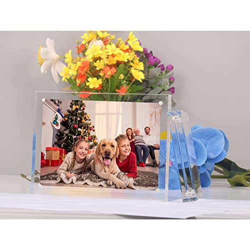 Niubee Acrylic Picture Frame 5X7, 20% Thicker Block Clear Double Sided Photo Display With Gift Box Package #TOP3