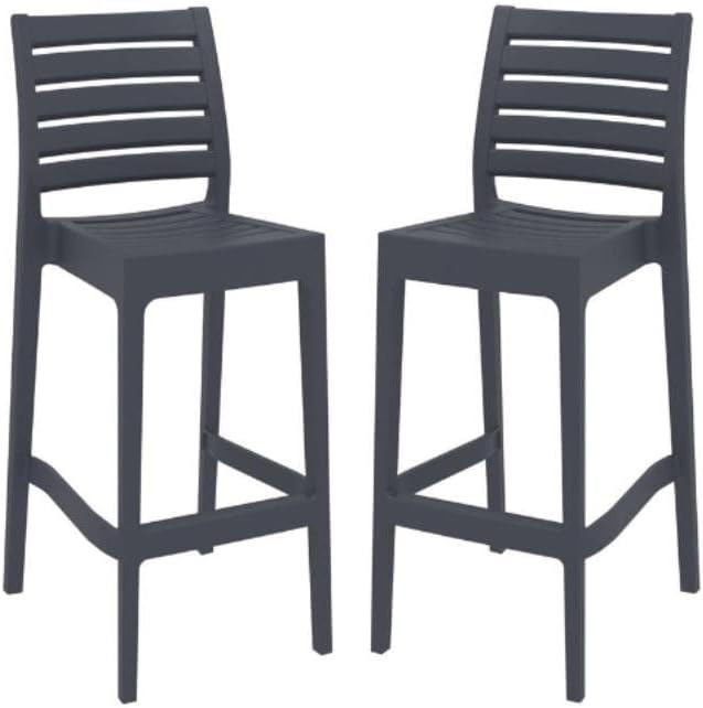 Home Square 29.5 Outdoor Bar Stool in Dark Gray - Set of 2