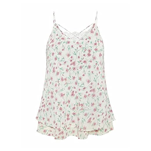 PIECES Pckaysa Lace Slip Top Noos Camiseta sin Mangas, Multicolor (Cloud Dancer AOP: Flower), Small para Mujer