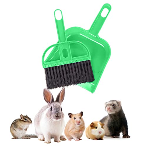 Image of Mini Broom and Dustpan Set - Compact Cleaning Kit for Home, Car, Camping, Small Spaces, Pet Cleanup, and Travel - Durable Small Broom and Dustpan Set Mini - Green Broom