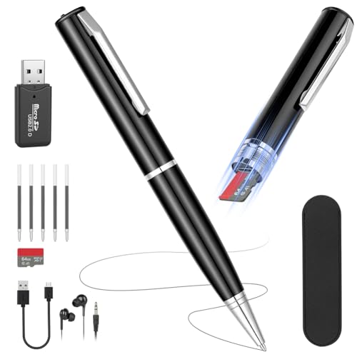 Ainiv 64GB Digitales Diktiergerät, Tragbares Aufnahmegerät mit HD-Audio, Wiedergabe mit DSP-Rauschunterdrückung und One-Touch-Aufnahme für Unterricht, Meetings, Interviews, Vorlesungen