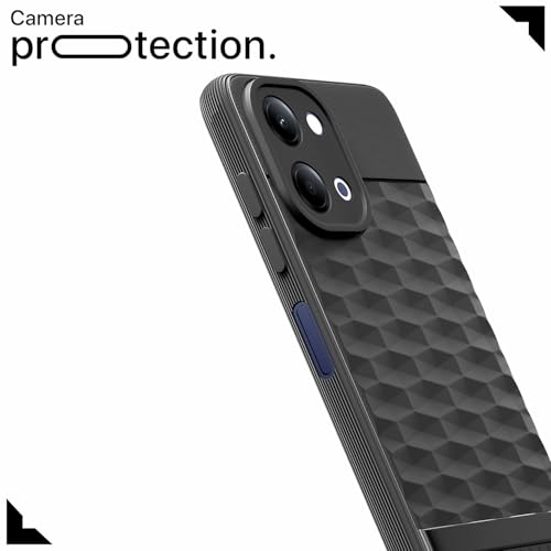 Image of Pikkme Back Cover for Vivo Y11 5G Camera Protection 3D Hexa Cube Design Silicone Protective Bumper Case (Black)