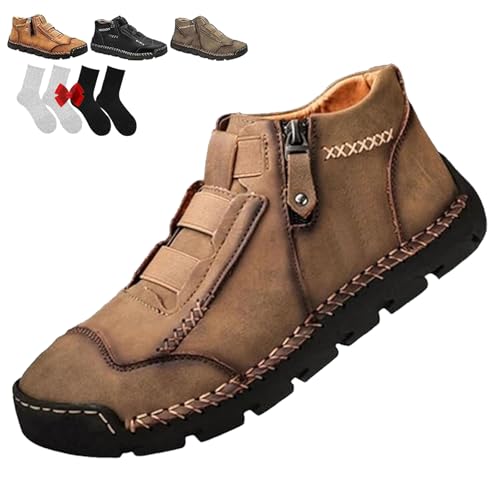 Matufit Shoes for Men, Men's Leather Waterproof Non-Slip Fashionable Orthopedic Shoes, Slip On Lightweight Loafers