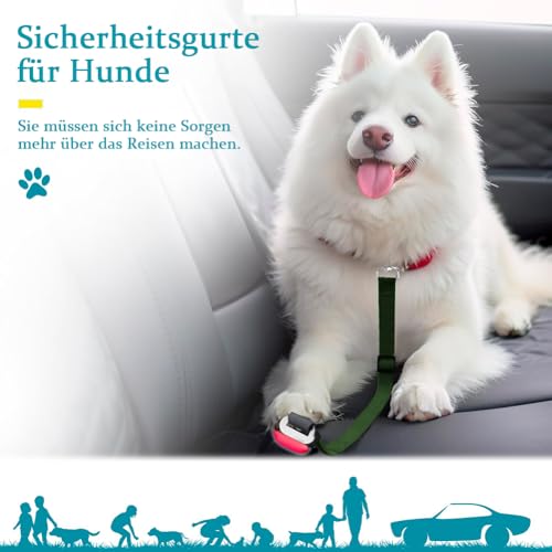Anschnallgurt Hund Auto, Verstellbarer Hundegurt Auto, Hundeanschnaller fürs Auto, Sicherheitsgurt Hundegeschirr Auto Rückbank, Reise & Transport für Hunde, für alle Hunderassen, Katzen und Autotypen