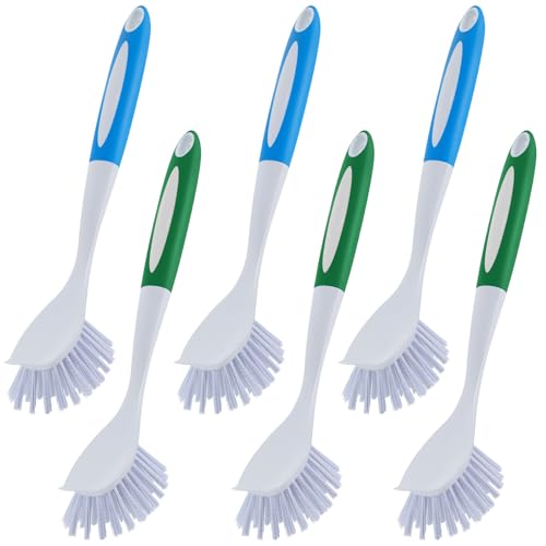 Image of Hsei 6 Pcs Kitchen Scrub Dish Brush Bulk, Blue, Green