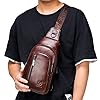 Hebetag Leather Sling Bag Crossbody Daypack for Men Women Outdoor Travel Camping Hiking Casual Shoulder Chest Pack Pouch, Brown, One Size, Traveling #1