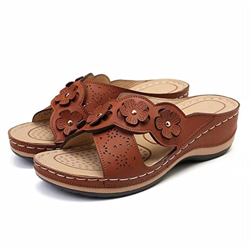 Orthotic ls Women UK Lightweight Athletic Yoga Mat ls Fashion Orthotic Slides Comfortable ls with Comfortable Plantar Fasciitis Slip On Thick Cushion Ladies ls Size 5 6 7 (Brown 74