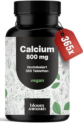 Calcium Tabletten hochdosiert – 365 Tabletten – 800 mg pro Tag | Hochdosierte Calziumtabletten – vegan, produziert in Deutschland, laborgeprüft