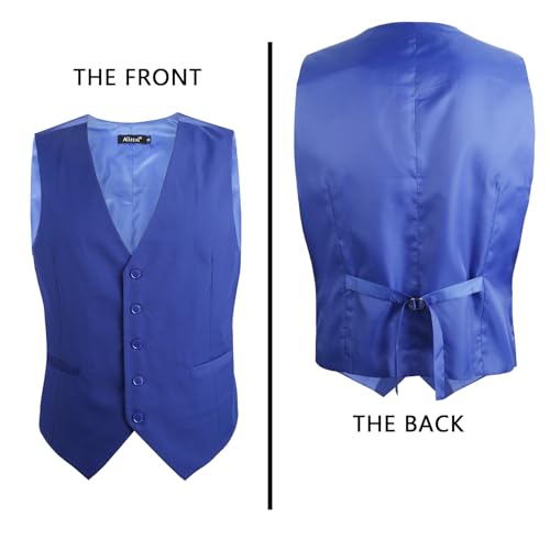 Image of Alizeal Mens Classic Solid Suit Vest Regular Fit Tuxedo Waistcoat
