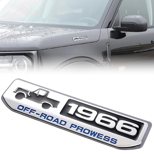 Image of 5.5 inches Badge Emblem for Bronco, 1966 Off-Road Prowess, Stainless Steel, 3D Emblem for Tailgate and Sides Compatible with Bronco & Bronco Sport 2021 2022 2023 2024 Accessories (Silver & Black)