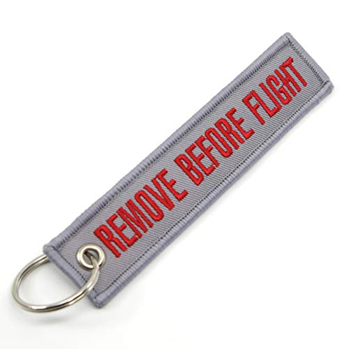 Rotary13B1 Remove Before Flight Key Chain - Gray/Red