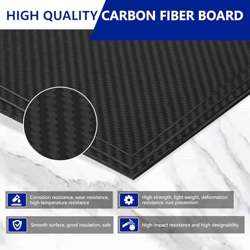SUPAWAY 1 Stück Carbonfaserplatten 200x300x3mm Kohlefaserplatte GFK Karbon Platte, 3K Köper Matt Kohlefaser Platte für Handgefertigte DIY, Geldbörsen, Modellteil, Reparaturplatte, Drachen, RC Flugzeug