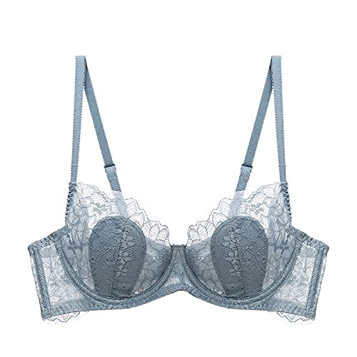 Soutien-gorge sexy en dentelle bleu pour femme avec armatures 70C