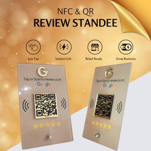 Golden QR Border NFC & QR Tap or Scan Standee for Business by tinydabba - 4