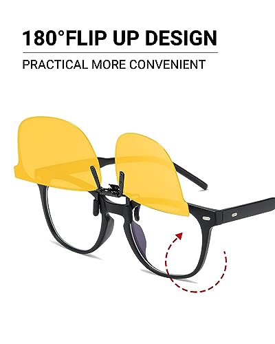 LUFF Polarized Night Vision Glasses for Men/Women,HD Anti-Glare Flip up Sunglasses Clips for Outdoor/Driving UV4004